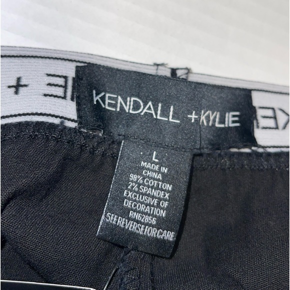 KENDALL+KYLIE JOGGER PANTS BLACK WOMEN RELAXED FIT MID-RISE LOGO WAISTBAND LARGE - Picture 8 of 8